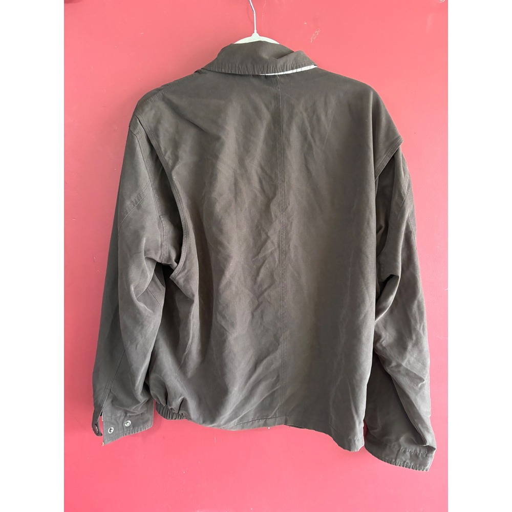 London Fog Collection Mens Brown Harrington Jacket Full Zip Lightweight Size L - Picture 2 of 5